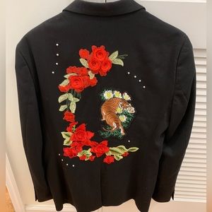 Tiger and roses printed blazer